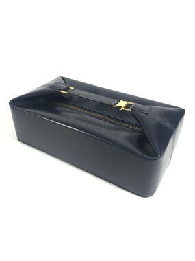 Hermes Handbag Vanity Bag Vintage Leather Navy